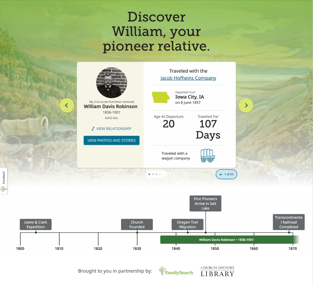 FamilySearch Inspire: Discover William, your pioneer relative — named ancestor, relationship, and View Photos and Stories.